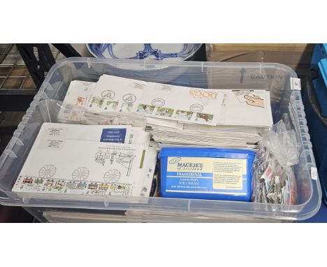 LARGE BOX OF STAMPS, FIRST DAY COVERS     