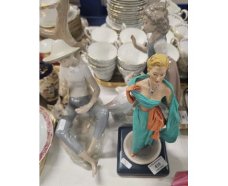 2 NAO ORNAMENTS AND ITALIAN FIGURINE ORNAMENT     