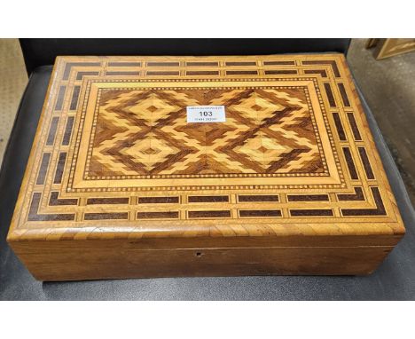MARKETRY TRINKET BOX WITH FITTED INTERIOR     