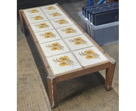 MID CENTURY 70'S TILE TOPPED TEAK COFFEE TABLE     