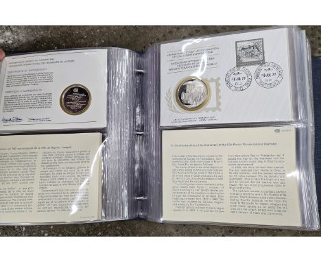 INTERNATIONAL SOCIETY OF POSTMASTERS OFFICIAL COMMEMORATIVE ISSUES, LARGE QUANTITY OF LIMITED ADDITION PROOF STERLING SILVER 