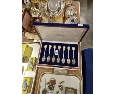 COLLECTION OF 7 FRANKLIN MINT LIMITED LONDON SILVER KINGS &amp; QUEENS OF EUROPE SPOON COLLECTION HALLMARK STERLING SILVER IN