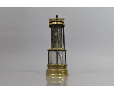 A Late 19th Century Joseph Cooke No.2 Brass 'Clanny' Style Open Gauze Miners Safety Lamp, with Makers Mark and Number to Dome