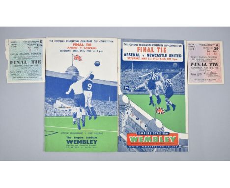 Two 1950's Wembley FA Cup Final Programmes with Ticket Stubs, Arsenal V Liverpool 1950 and Arsenal V Newcastle United 1952 