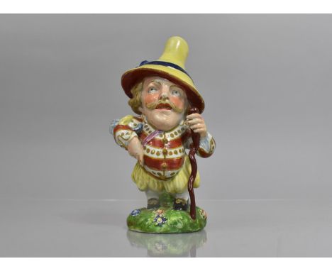 An Early 19th Century Pearlware, Mansion House Dwarf, Depicted with Stick and with Moustache 17.5cms High 