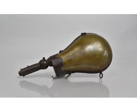 An Early 19th Century Copper and Brass Shot Flask engraved 'Given By A French Sportsman 1817' 