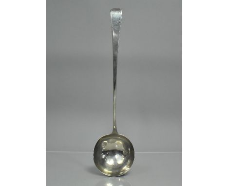 A George III Silver Ladle, Hallmark for London 1788, 153gms, Monogrammed Finial, 33cms Long 