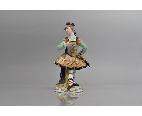 A Meissen Porcelain Figure Classical Allegorical Figure Dressing in Scrolled Kilt, Armour and Plume Helmet with Dagger on Sid