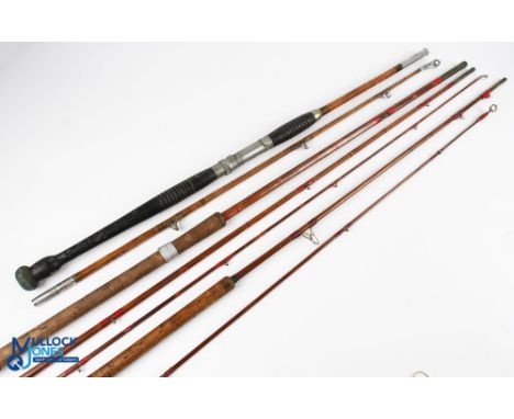 A collection of split cane rods, all requiring a little TLC - unnamed split cane course/trotting rod, 11' 3pc, 19" handle wit