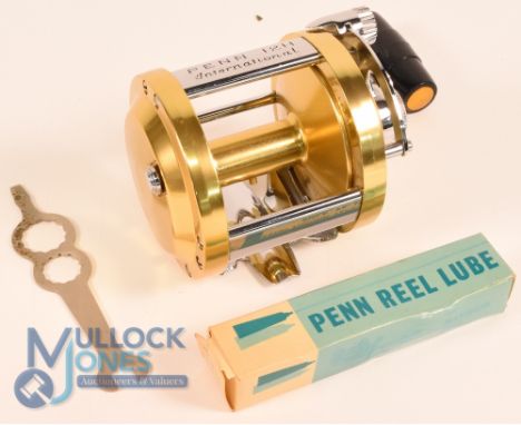 Penn International 12H Tournament reel, made in the USA, lever drag with preset, optional check button, little used condition