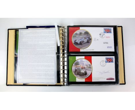 Box of 7 Albums, Great Britain PHQ Cards, mint and used up to 2013. Formula One Stamps and covers with many signed covers inc