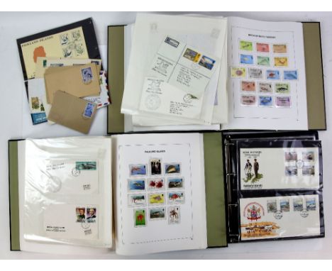 Falklands Islands Albums(3) with 1891-1902 half d - 1 shilling mint, 1898 5 shilling used, 1914 10 shilling mint, 1923 3 shil