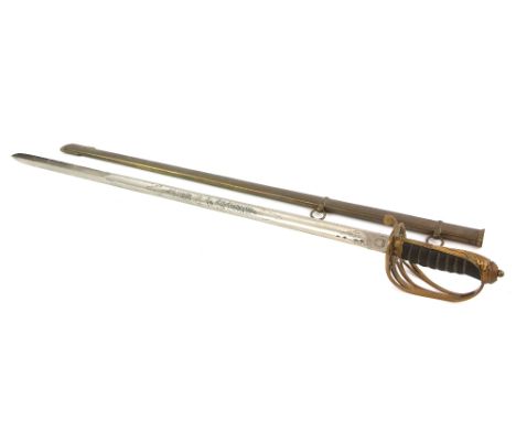  Victorian infantry officer's sword 83cm blade, brass scabbard