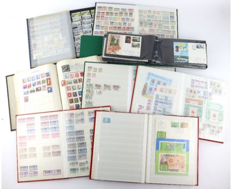 Albums(15), stock books World stamps with Great Britain including decimal mint issues, First Day Covers, British Commonwealth