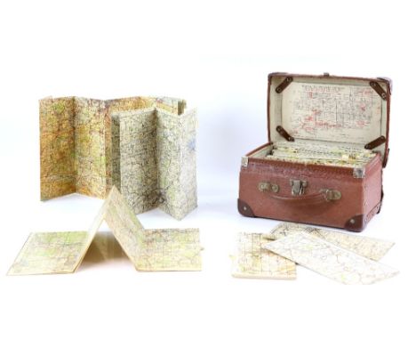Brown case of ordnance survey maps issued by the War Office 1941