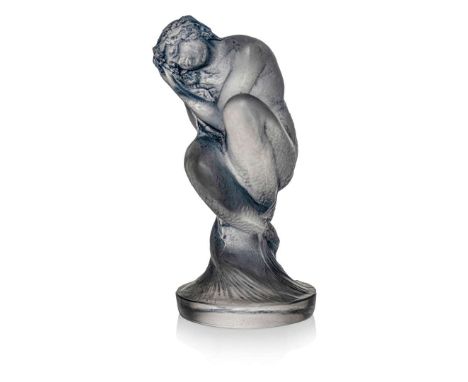  RENÉ LALIQUE (1860-1945) SIRÈNE CAR MASCOT, NO. 831 designed 1920clear, frosted and blue stainedmoulded R. LALIQUE, engraved