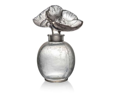  RENÉ LALIQUE (1860-1945) LES ANÉMONES SCENT BOTTLE, FORVIL – 19 designed 1929clear and frosted&nbsp;moulded R. LALIQUE FRANC
