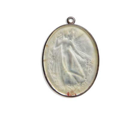  RENÉ LALIQUE (1860-1945) PSYCHÉ MIRROR PENDANT, NO. 681 designed 1919clear and frosted, foil-backed, and mirror glass to the