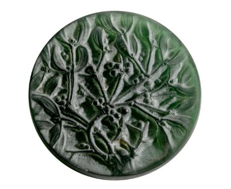  RENÉ LALIQUE (1860-1945) EXPOSITION DES VERRES DE R. LALIQUE INVITATION PLAQUE, A designed 1912green, and white stainedINVIT