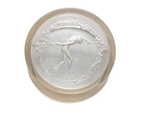 RENÉ LALIQUE (1860-1945) UNE FIGURINE ET BOUQUET BOX, NO. 10 designed 1919clear and frosted, with later cardboard basemoulde
