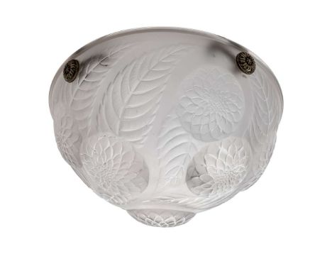  RENÉ LALIQUE (1860-1945) DAHLIAS PLAFONNIER, NO. 2459 designed 1921clear and frosted&nbsp;wheel-engraved R. LALIQUE FRANCE 3