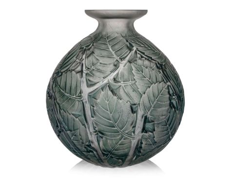  RENÉ LALIQUE (1860-1945) MILAN VASE, NO. 1029 Designed 1929Clear, frosted and blue-green stainedstencilled R. LALIQUE 28.5cm
