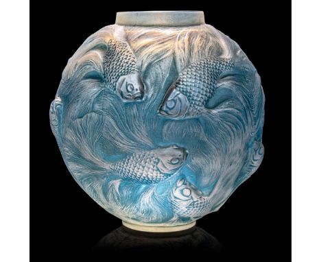  RENÉ LALIQUE (1860-1945) FORMOSE VASE, NO. 934 designed 1924cased opalescent, and blue stainedstencilled R. LALIQUE FRANCE 1