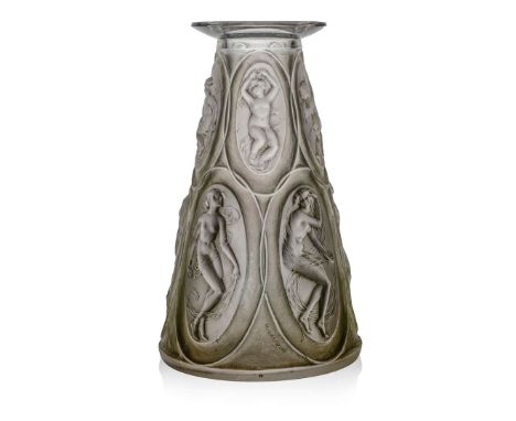  RENÉ LALIQUE (1860-1945) CAMÉES VASE, NO. 891 designed 1921clear, frosted and green stainedmoulded R. LALIQUE 25.5cm (10in) 