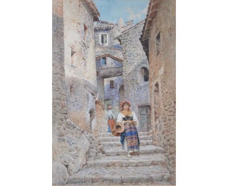 Mariano de Franceschi (Italian 1849-1896) - The Watergirl, watercolour, signed lower right, 54 x 36cmCondition report: Modest