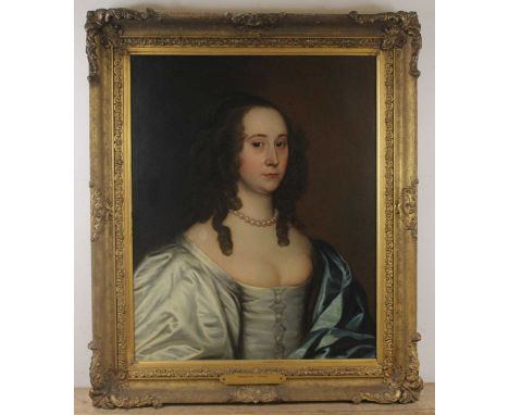 After Sir Peter Lely (1618-1680) - bust portrait of Queen Henrietta Maria, oil on canvas, 72 x 57cmCondition report: Has been