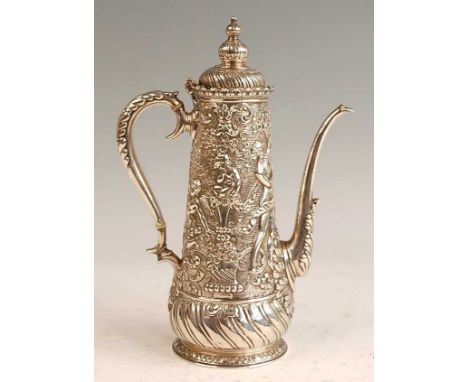 A late 19th century silver Tiffany &amp; Co Renaissance Revival one pint coffee pot, the Turkish style pot having a domed hin