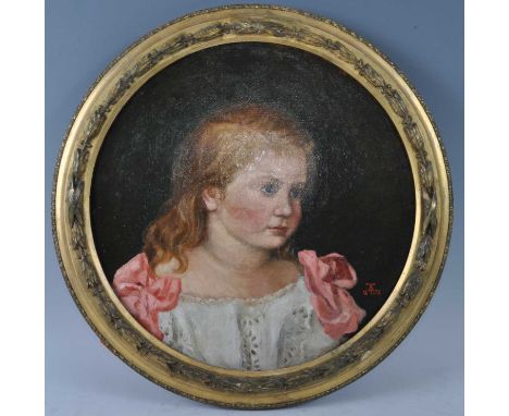 Dorothy Tennant (1855-1926) - Bust portrait of a young girl, oil on canvas, signed with monogram and dated 1878, framed as a 