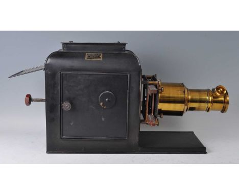 Newton &amp; Co of Wigmore Street, London, - a Victorian magic lantern projector, with lacquered brass lens and applied name 