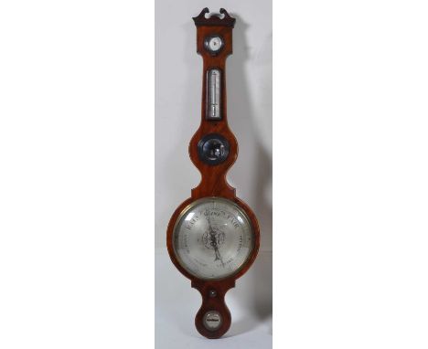 J Tagliabue of Brook Street, Holborn - an early 19th century mahogany five dial wheel barometer, having boxwood stringing, si