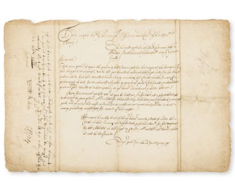 Voyage to Jamaica.- Petition of Henry Coleman boatswain of HMS "Great Guift" for payment, Document signed by Sir William Batt