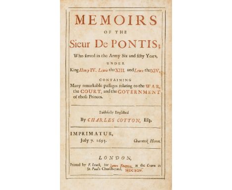 Pontis (Louis, Sieur de) Memoirs of the Sieur de Pontis; Who Served in the Army Six and Fifty Years, browning, several small 