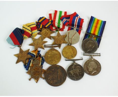 A collection World War I medals, comprising; 1914-15 star awarded to '18061 Pte E.Ankers Ches R.', 1914-18 war medal '4972 Pt