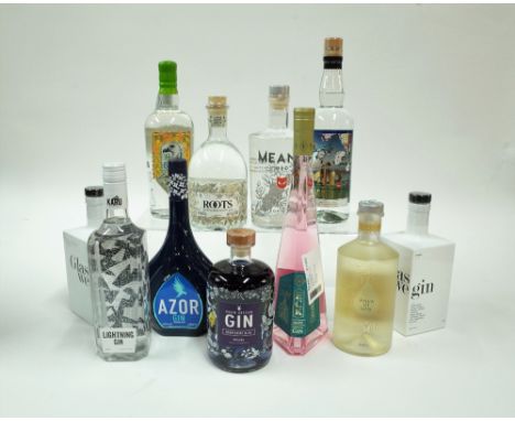 Box 1 - Gin (11 bottles)Glaswe-GinGlaswe-GinLightning GinAzore GinDerbyshire Blue GinEck Old Tom GinAqva Di GinRoots Marlboro