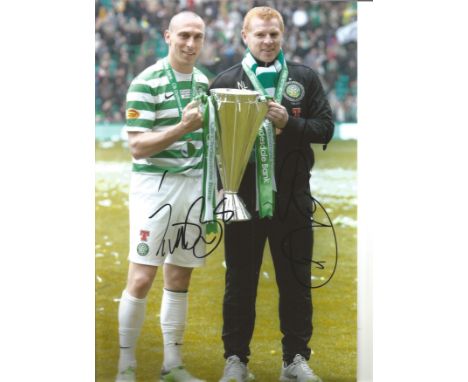 Neil Lennon and Scott Brown Celtic Signed 12 x 8 inch football photo. Supplied from stock of www.sportsignings.com the in per