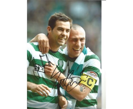 Joe Ledley and Scott Brown Celtic Signed 12 x 8 inch football photo. Supplied from stock of www.sportsignings.com the in pers