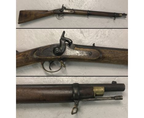 East India Company (EIC) original barrel percussion musket gun with replacement parts.  