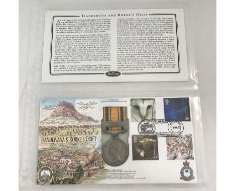 A replica campaign medal first day cover 30 squadron Zululand Expedition January 2000. Isandlwana &amp; Roeke's Drift 22-23rd