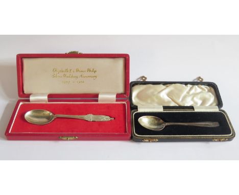 A Cased Elizabeth II &amp; Prince Philip Silver Wedding Anniversary Commemorative Spoon, Sheffield 1971, CB&amp;S and one oth