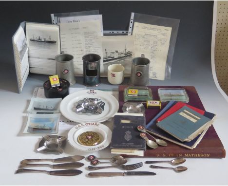 A Large Collection of Items Relating to Clan Lines including ashtrays, pewter mugs, Empire Exhibition 1938 brochure, cutlery,