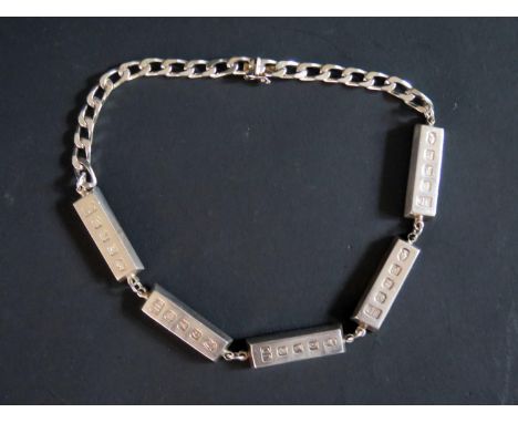 An Heavy Elizabeth II Silver Ingot Necklace, Sheffield 1977, JD, 185g 