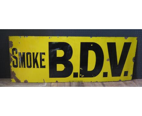 An Original SMOKE B.D.V. Enamel Adverting Panel, 127x46cm 