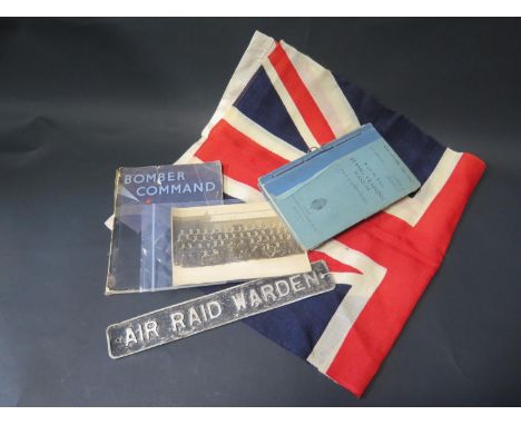 A Selection of Oddments including AIR RAID WARDEN aluminium sign (33.5cm), Air Force Flying Manual Part 1 _ Landplanes, signe