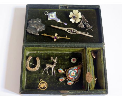 A Selection of Silver and other Costume Jewellery including JA&amp;S silver enamel pendant (slight loss to enamel) and silver