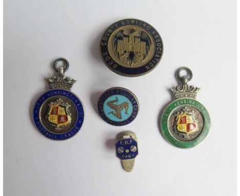 Two North Kensington and District Football League 1924-25 Silver and Enamel Medallions etc. 