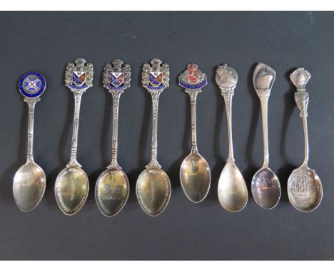 A Collection of Silver and Enamel and Silver Maritime Collector's Spoons, 150g 